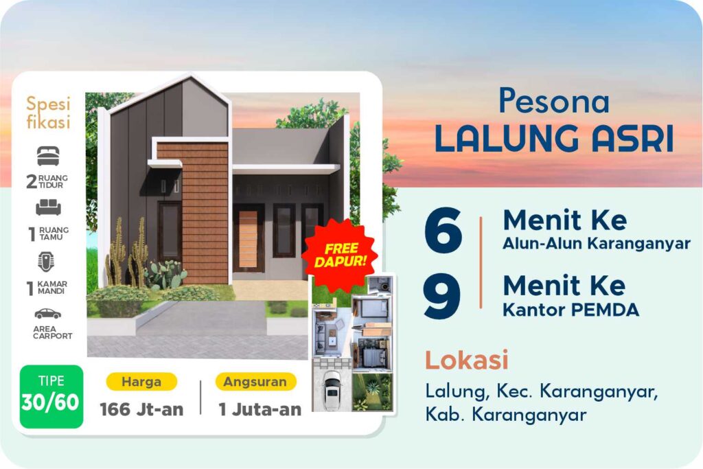 PERUMAHAN SUBSIDI DEKAT ALUN-ALUN KARANGANYAR LALUNG SHM