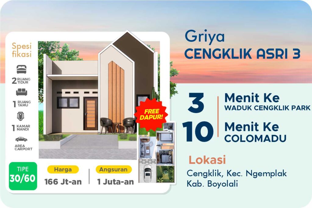 PERUMAHAN SUBSIDI DEKAT COLOMADU WADUK CENGKLIK PARK SOLO BOYOLALI